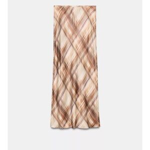 Zara Earthy Plaid Maxi Skirt